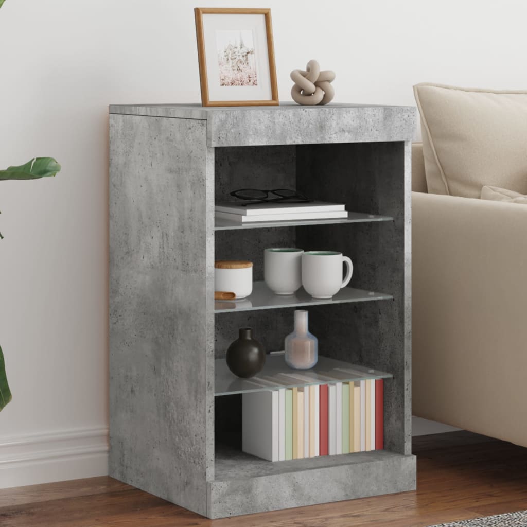Buffet avec lumières LED gris béton 41x37x67 cm - XIOS