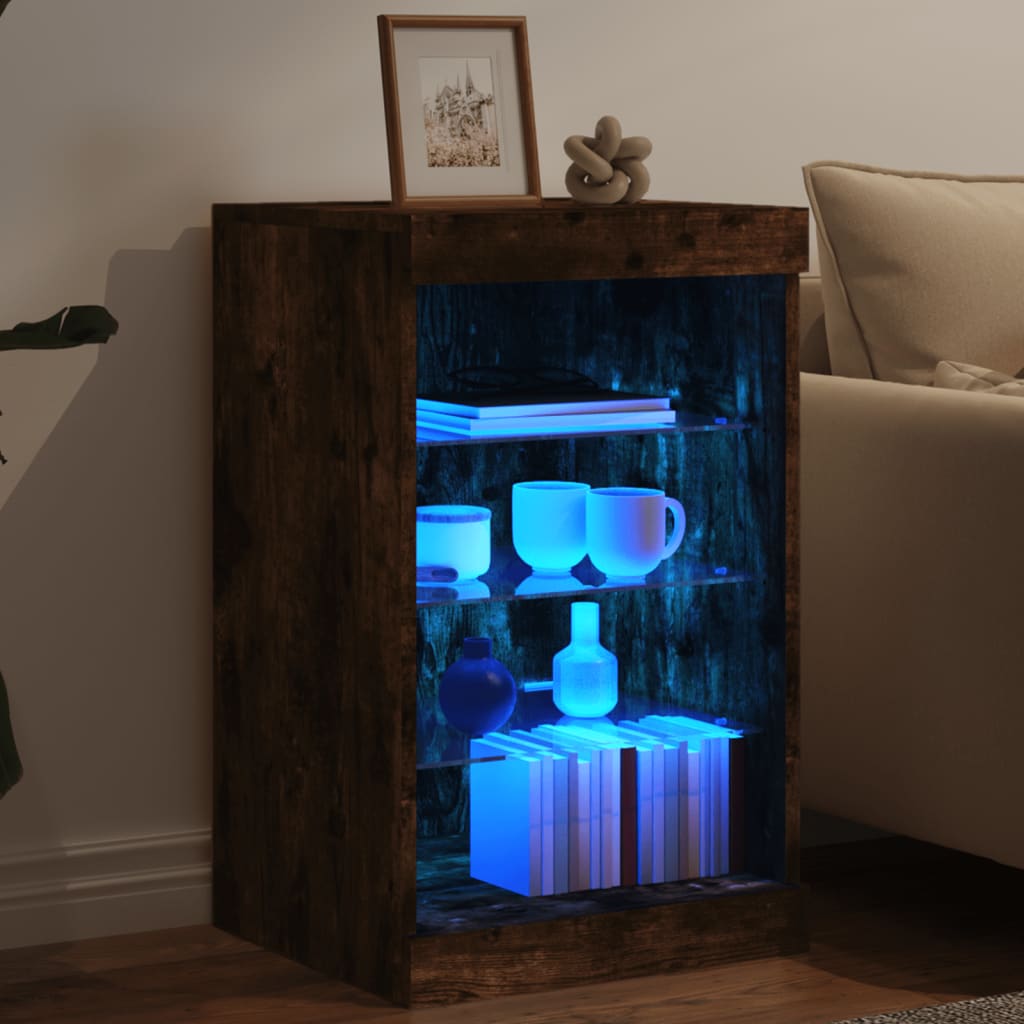 Buffet avec lumières LED chêne fumé 41x37x67 cm - XIOS