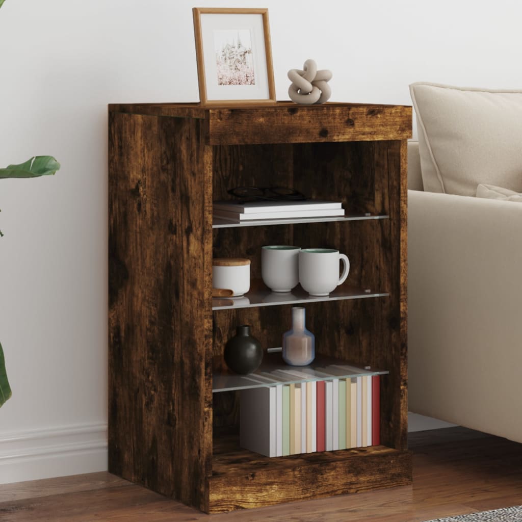 Buffet avec lumières LED chêne fumé 41x37x67 cm - XIOS