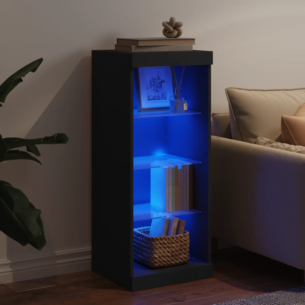 Buffet avec lumières LED noir 41x37x100 cm - XIOS