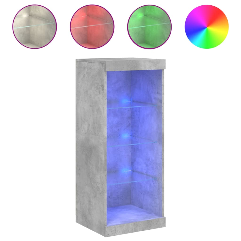 Buffet avec lumières LED gris béton 41x37x100 cm - XIOS