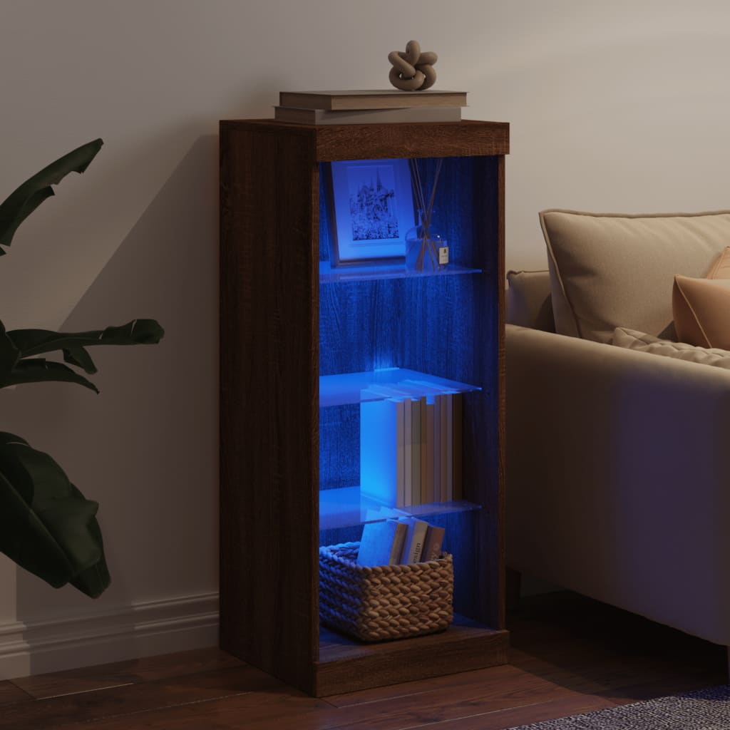 Buffet avec lumières LED chêne marron 41x37x100 cm - XIOS