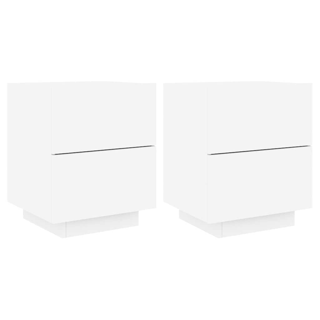 Armoires de chevet et lumières LED 2pcs blanc bois d'ingénierie - XIOS