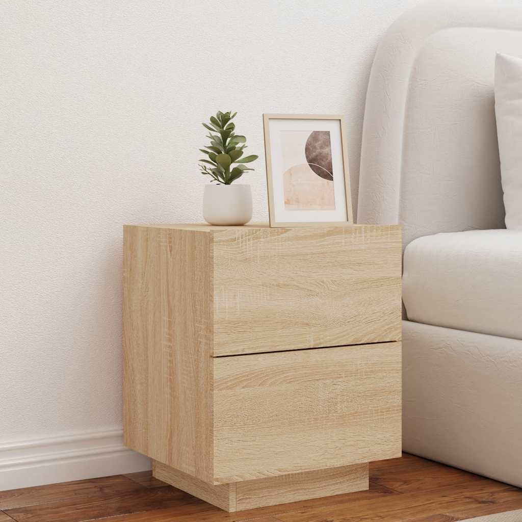 Armoire de chevet avec lumières LED chêne sonoma - XIOS