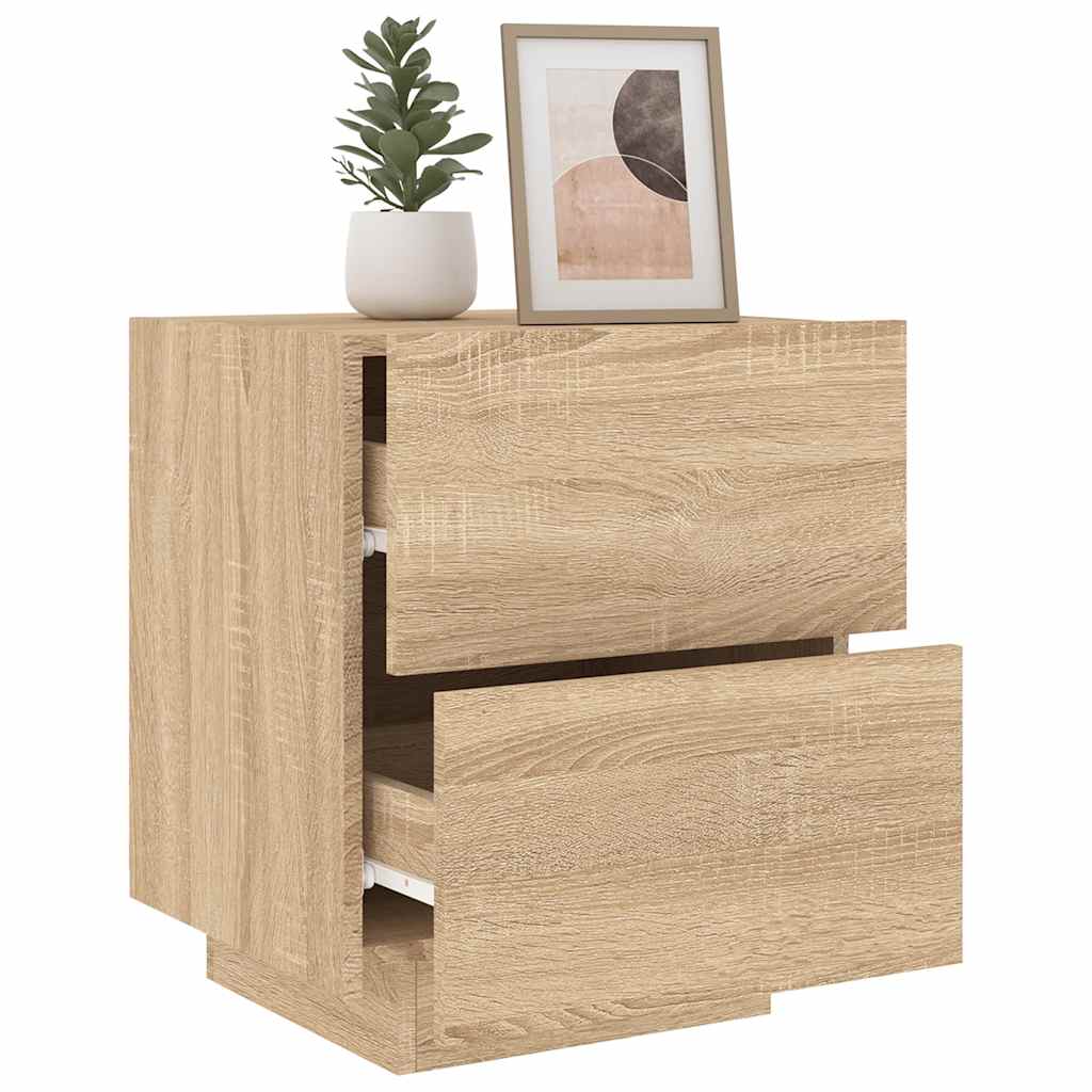 Armoire de chevet avec lumières LED chêne sonoma - XIOS