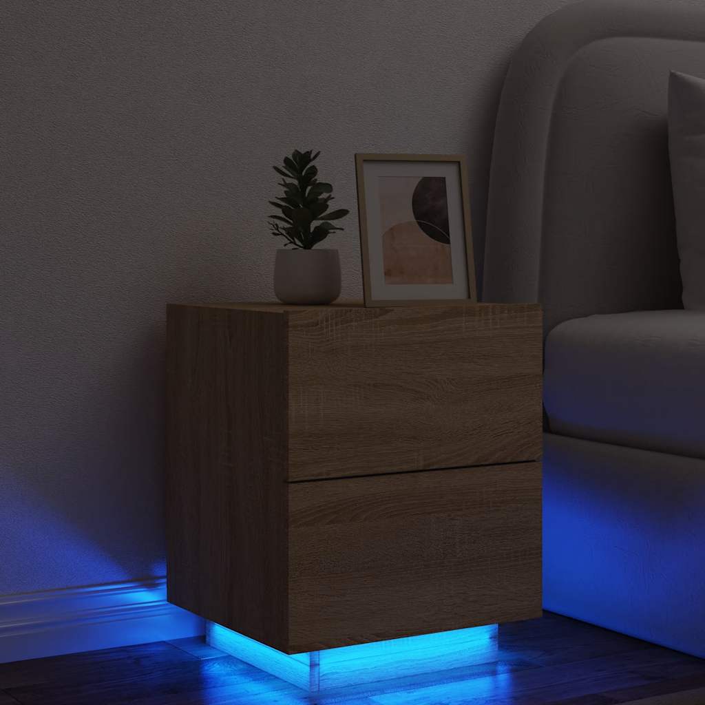 Armoire de chevet avec lumières LED chêne sonoma - XIOS