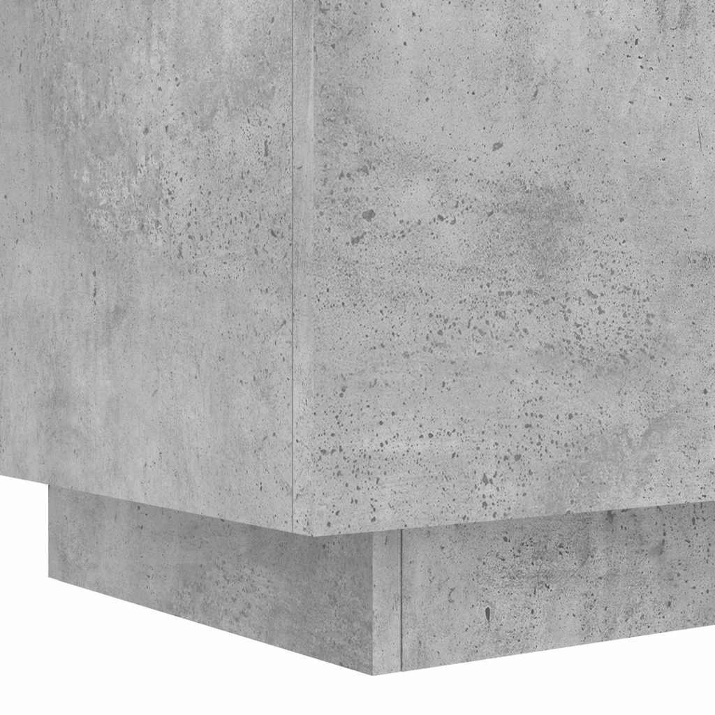 Armoires de chevet et lumières LED 2 pcs gris béton