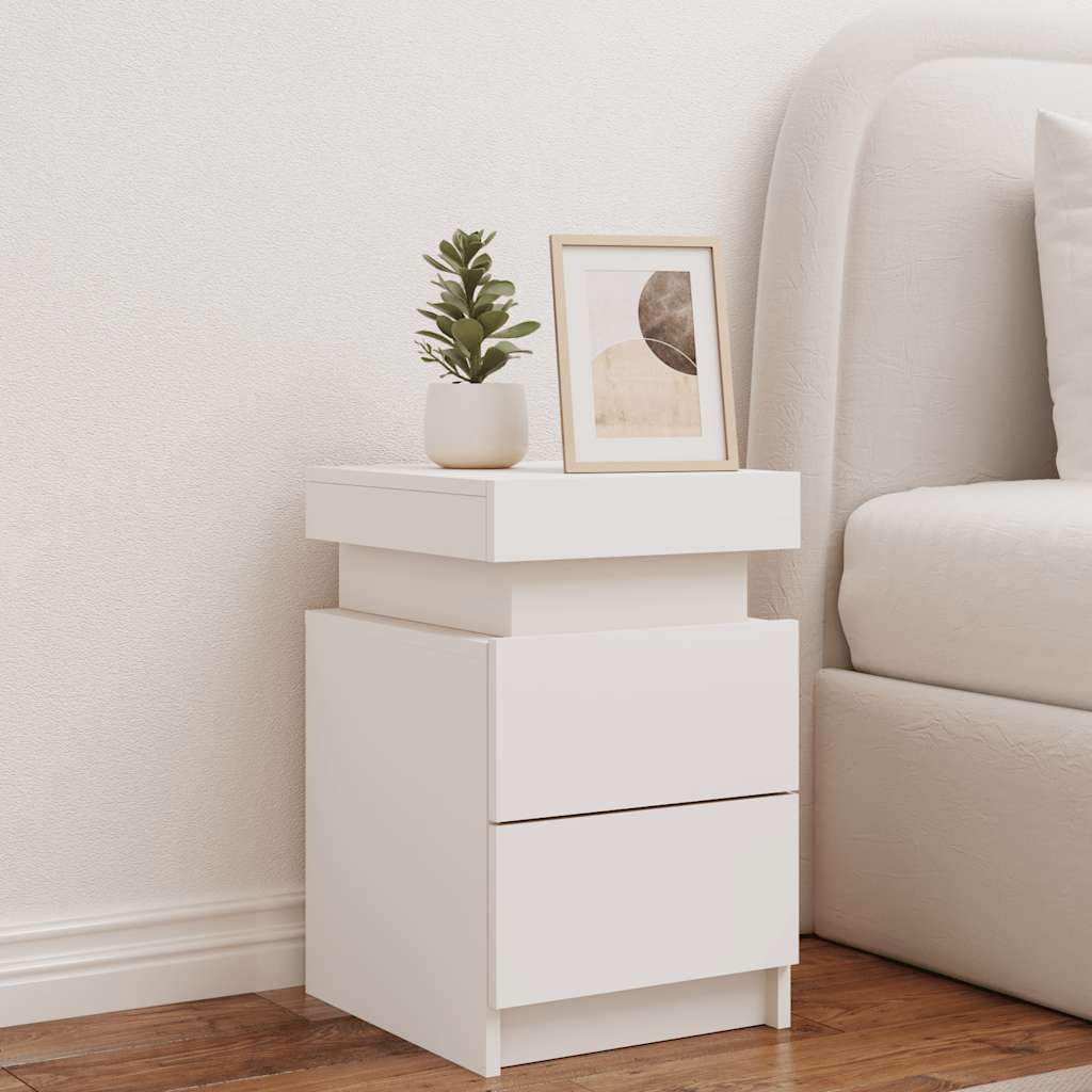 Table de chevet avec lumières LED blanc 35x39x55 cm - XIOS