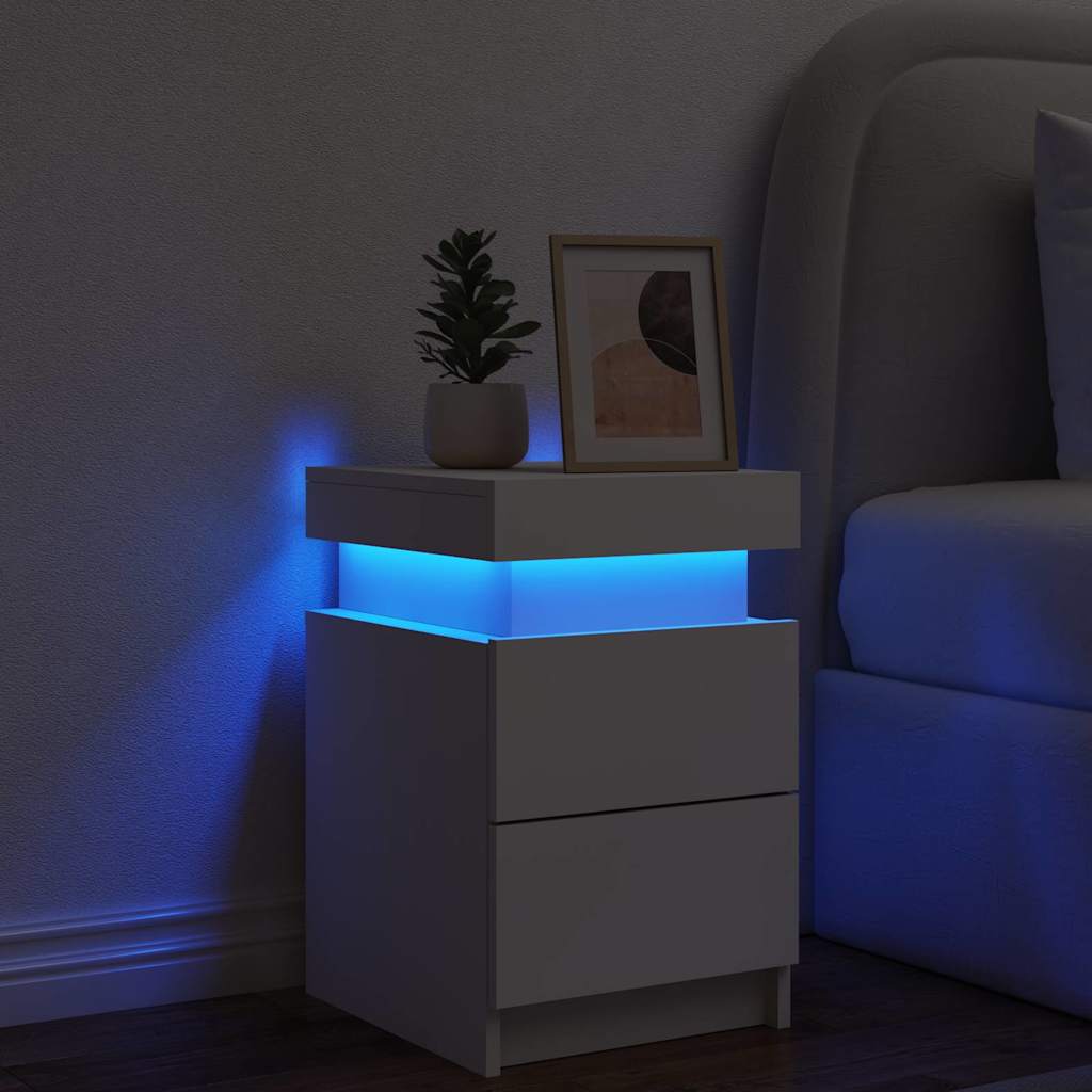 Table de chevet avec lumières LED blanc 35x39x55 cm - XIOS