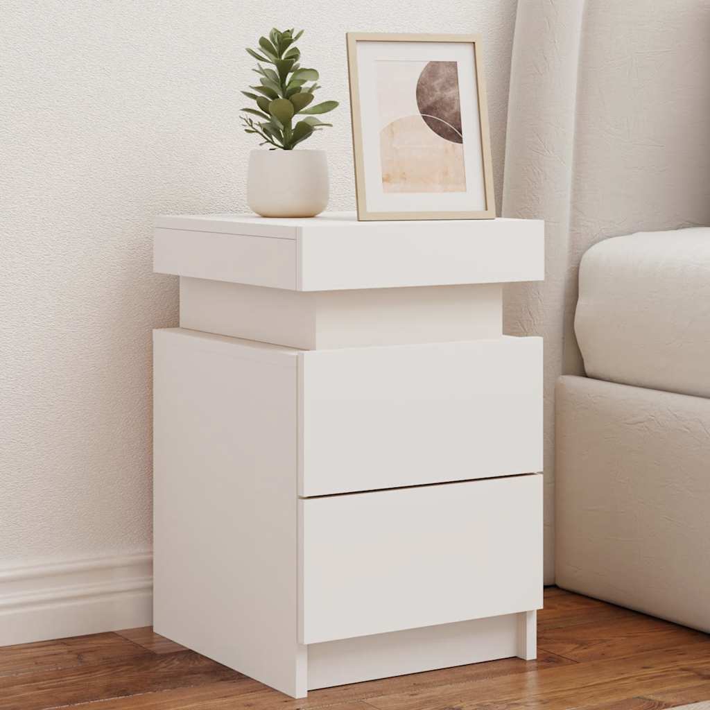 Table de chevet avec lumières LED blanc 35x39x55 cm - XIOS