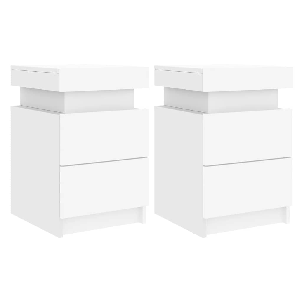 Tables de chevet avec lumières LED 2 pcs blanc 35x39x55 cm - XIOS