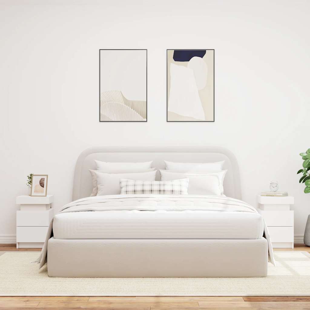 Tables de chevet avec lumières LED 2 pcs blanc 35x39x55 cm - XIOS