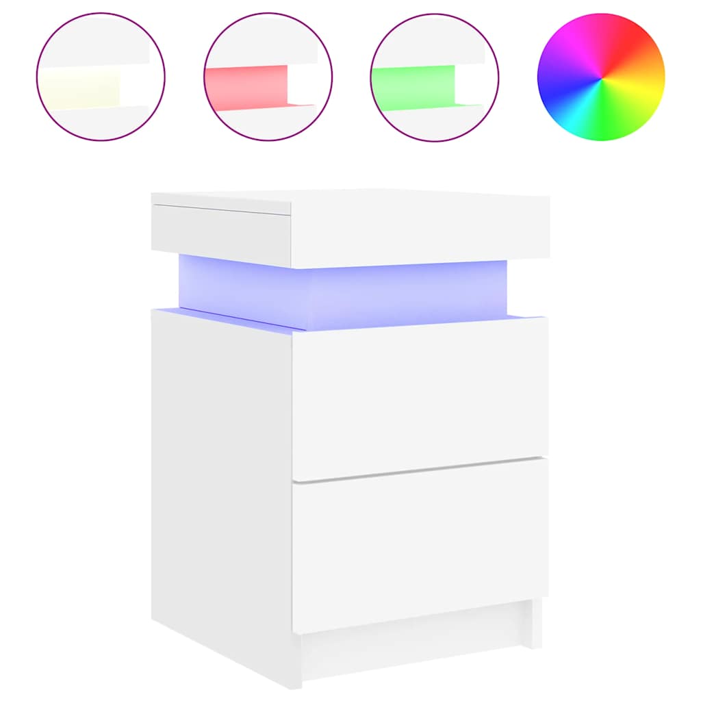 Tables de chevet avec lumières LED 2 pcs blanc 35x39x55 cm - XIOS