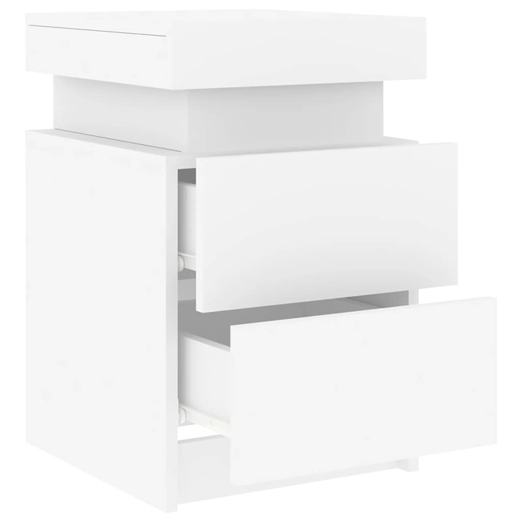Tables de chevet avec lumières LED 2 pcs blanc 35x39x55 cm - XIOS