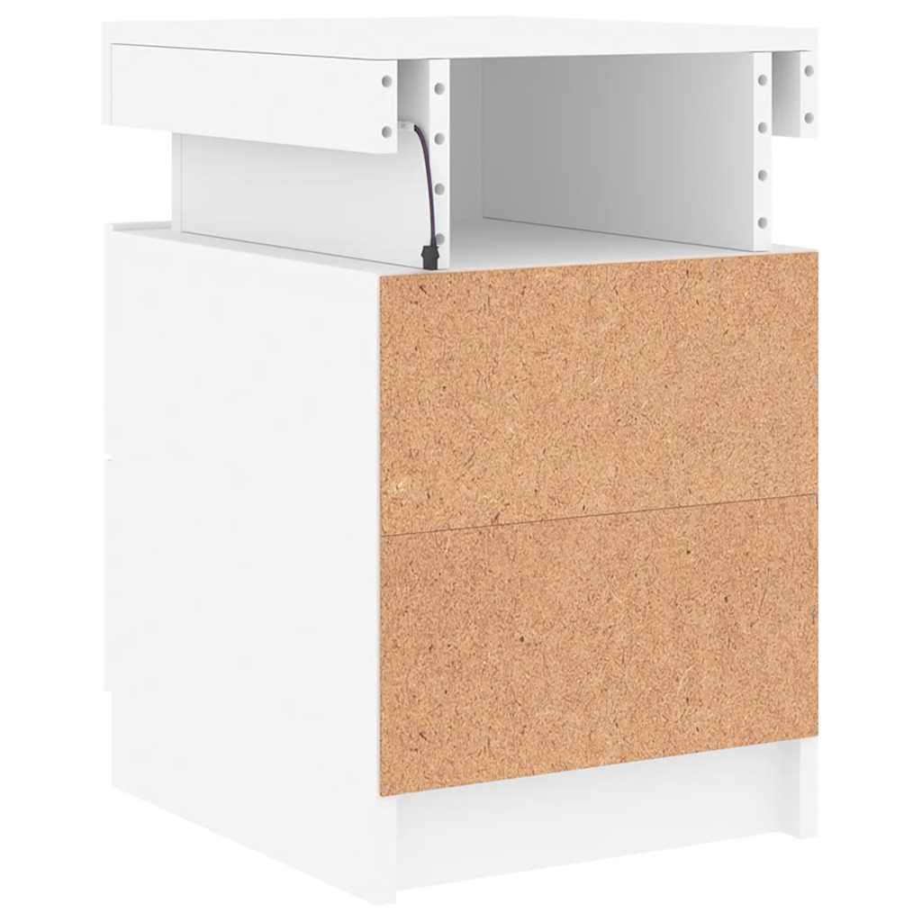 Tables de chevet avec lumières LED 2 pcs blanc 35x39x55 cm - XIOS