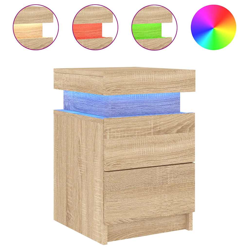 Table de chevet avec lumières LED chêne sonoma 35x39x55 cm - XIOS