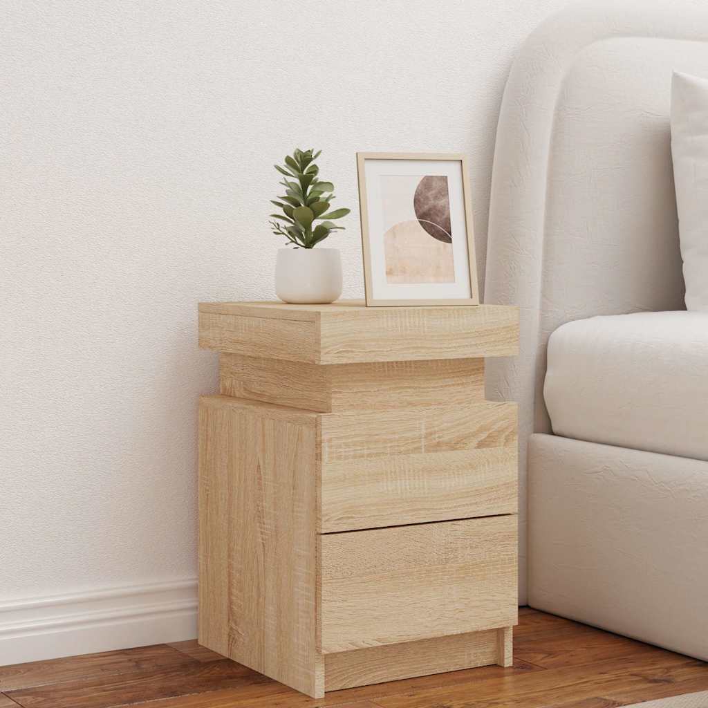 Table de chevet avec lumières LED chêne sonoma 35x39x55 cm - XIOS