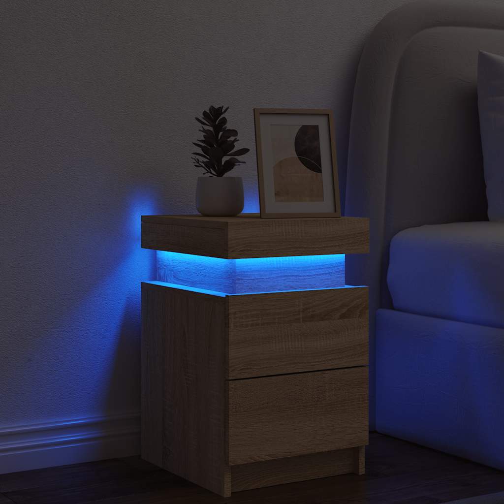 Table de chevet avec lumières LED chêne sonoma 35x39x55 cm - XIOS