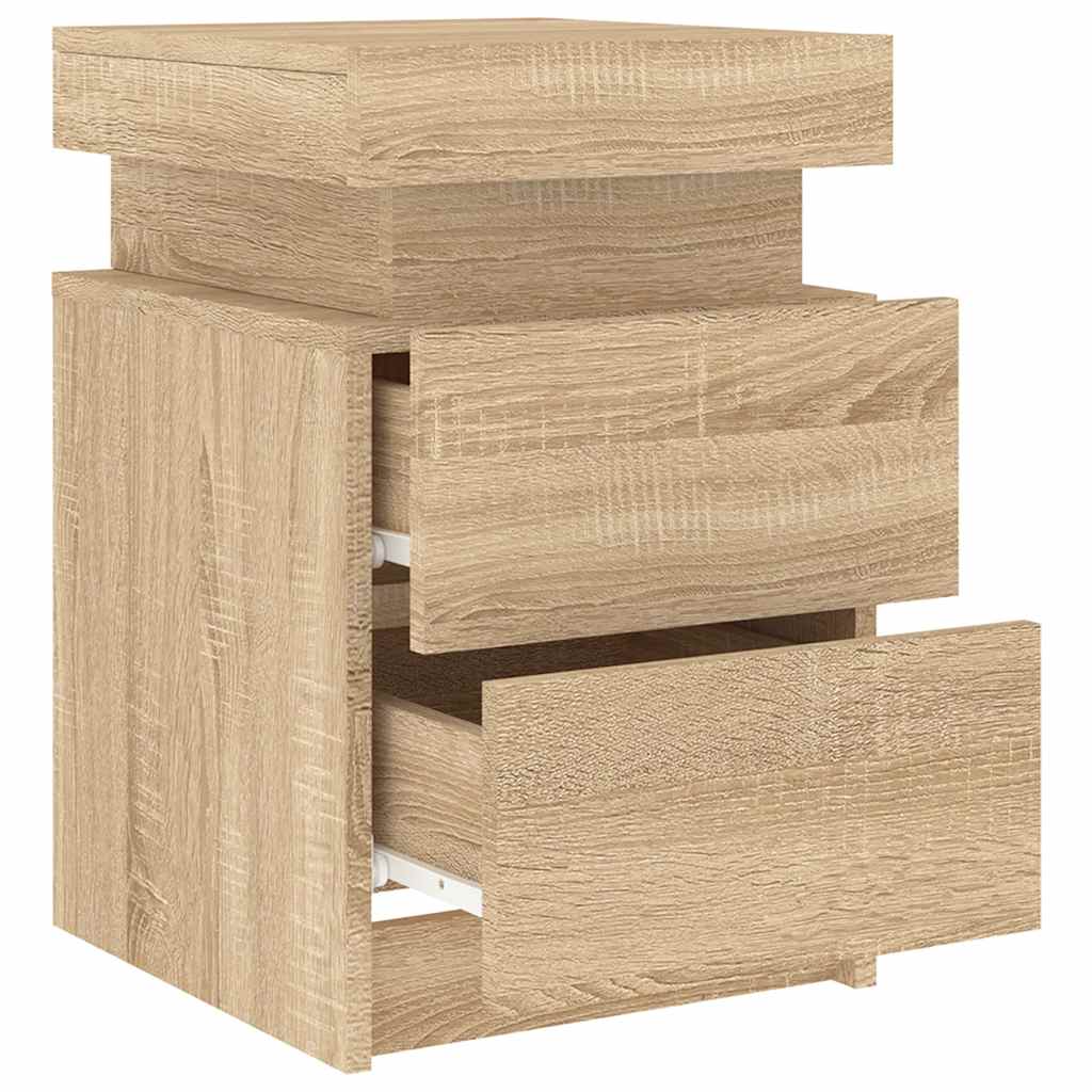 Table de chevet avec lumières LED chêne sonoma 35x39x55 cm - XIOS