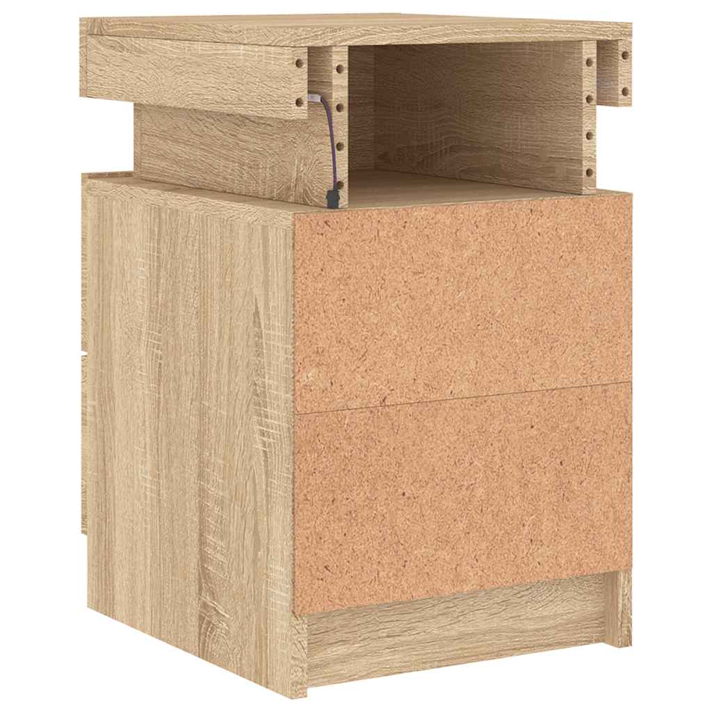 Table de chevet avec lumières LED chêne sonoma 35x39x55 cm - XIOS