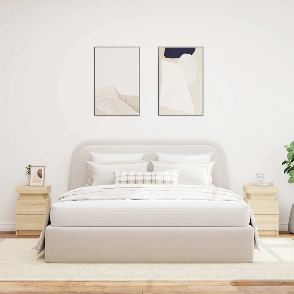 Tables de chevet et lumières LED 2 pcs chêne sonoma 35x39x55 cm - XIOS