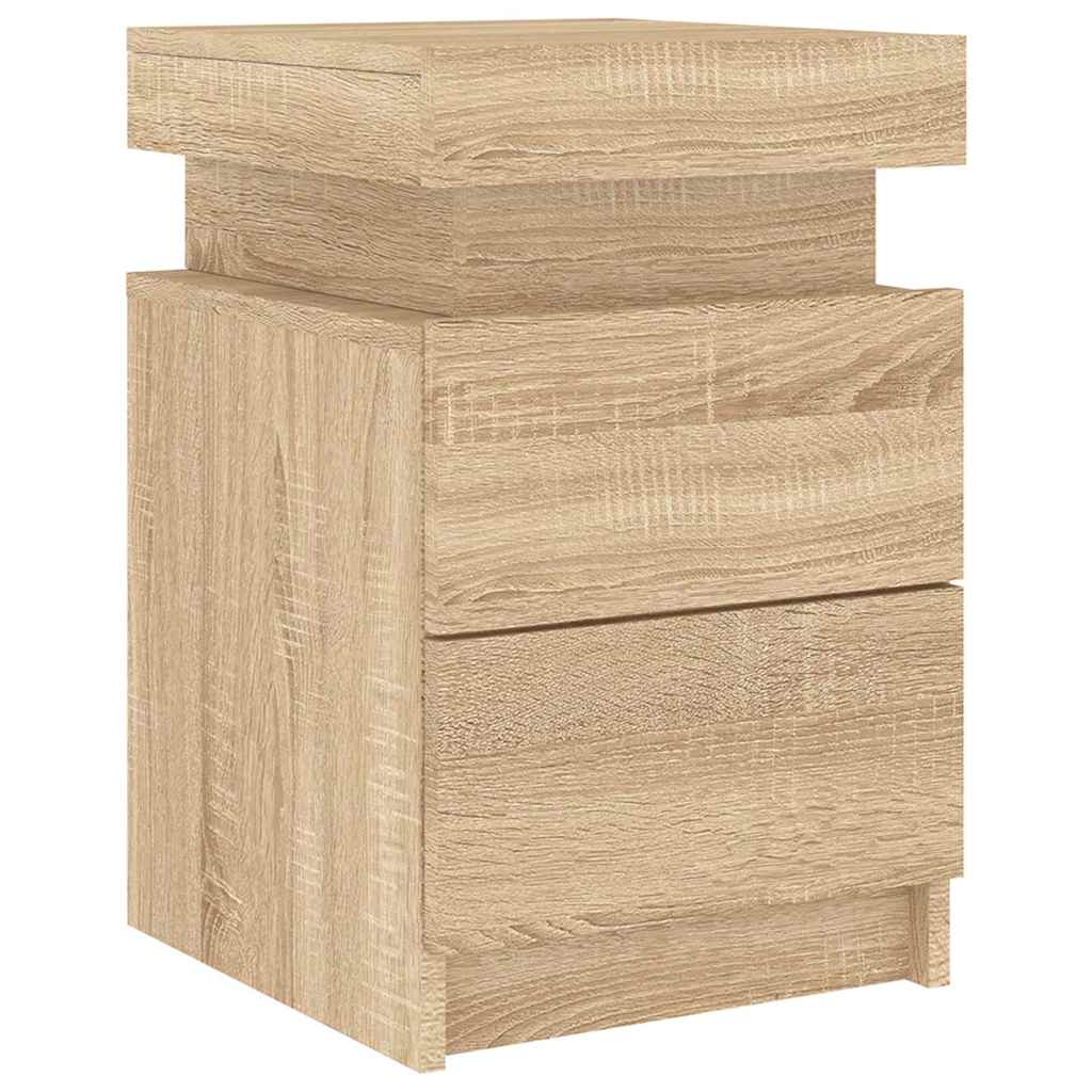 Tables de chevet et lumières LED 2 pcs chêne sonoma 35x39x55 cm - XIOS