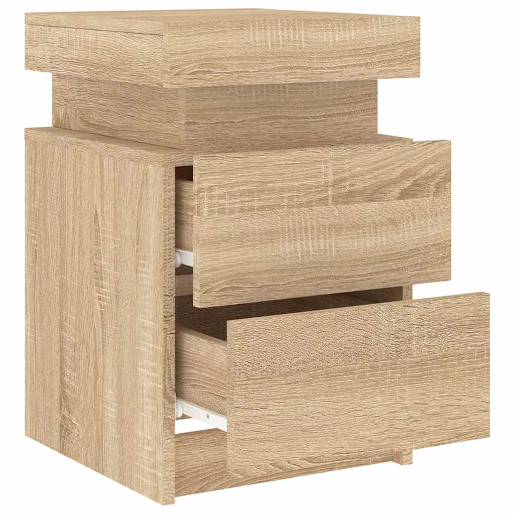 Tables de chevet et lumières LED 2 pcs chêne sonoma 35x39x55 cm - XIOS