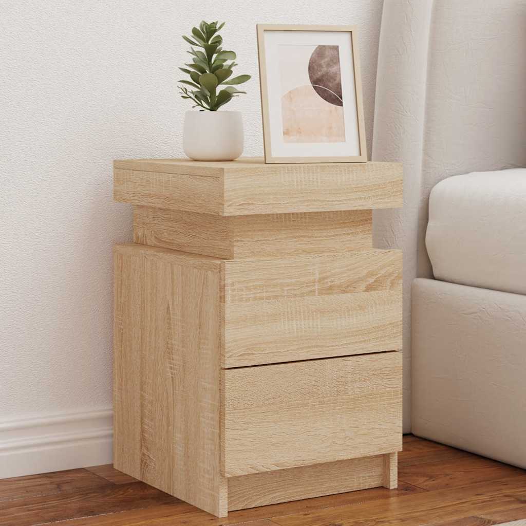 Tables de chevet et lumières LED 2 pcs chêne sonoma 35x39x55 cm - XIOS