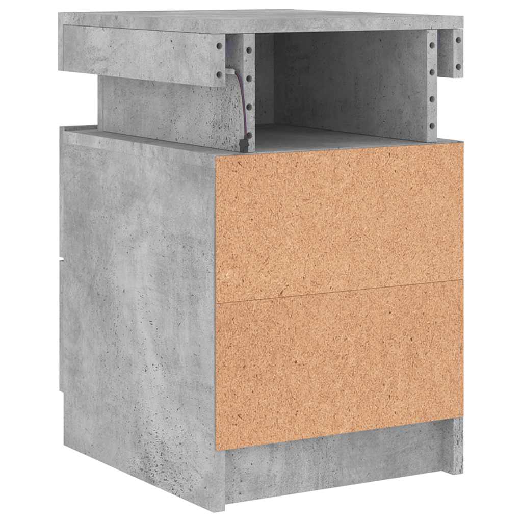 Tables de chevet avec lumières LED 2 pcs gris béton 35x39x55 cm - XIOS