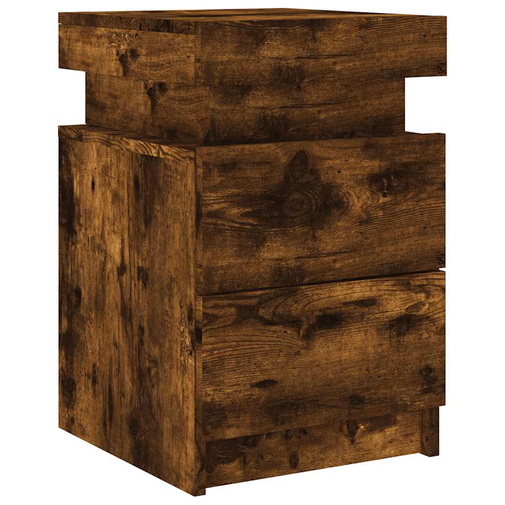 Table de chevet avec lumières LED chêne fumé 35x39x55 cm - XIOS