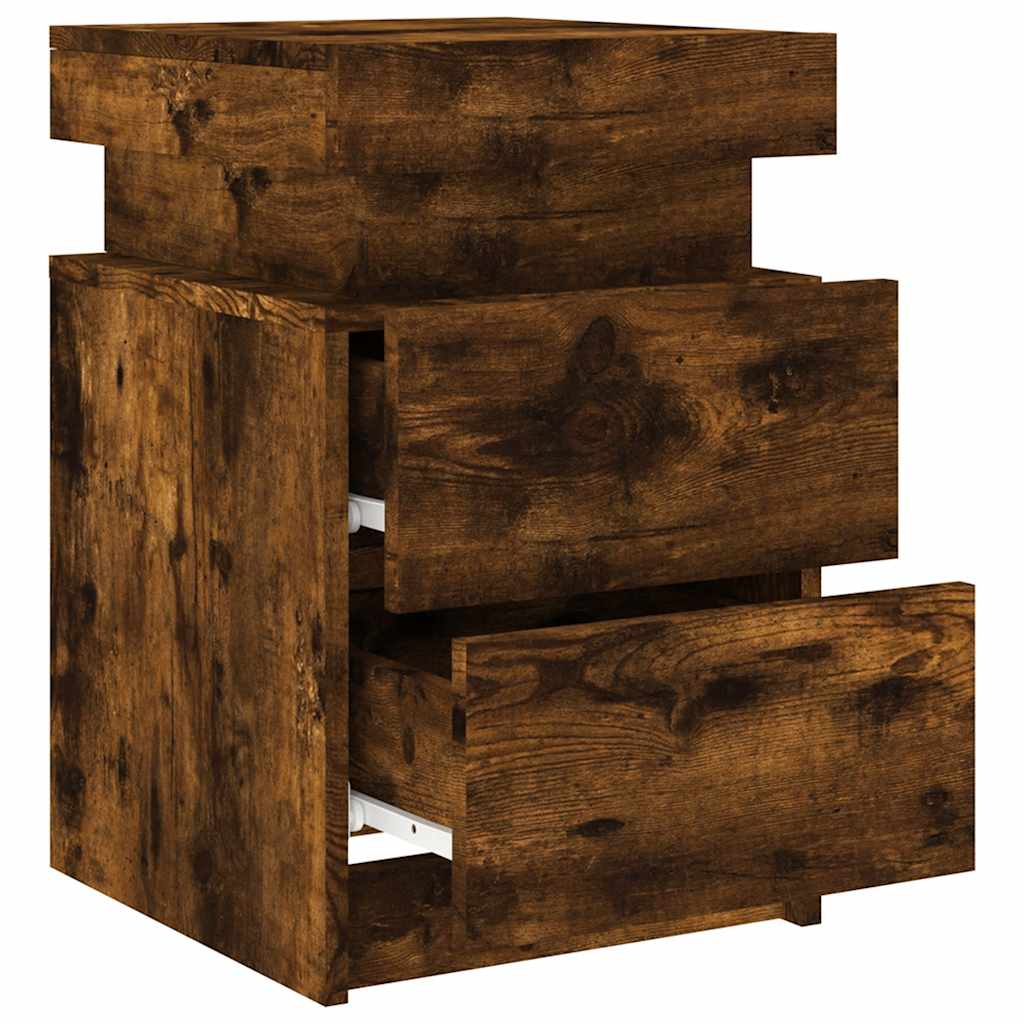 Tables de chevet avec lumières LED 2 pcs chêne fumé 35x39x55 cm - XIOS