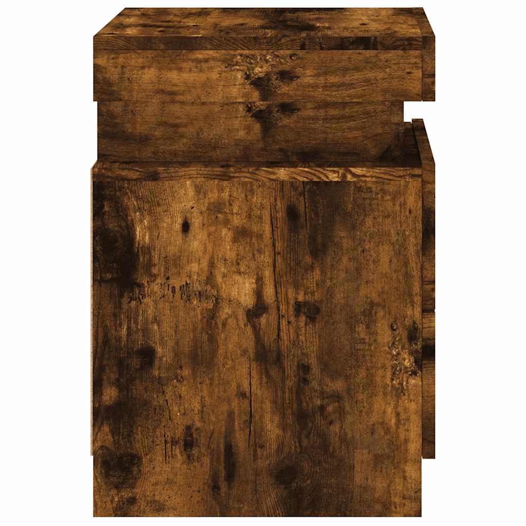 Tables de chevet avec lumières LED 2 pcs chêne fumé 35x39x55 cm - XIOS