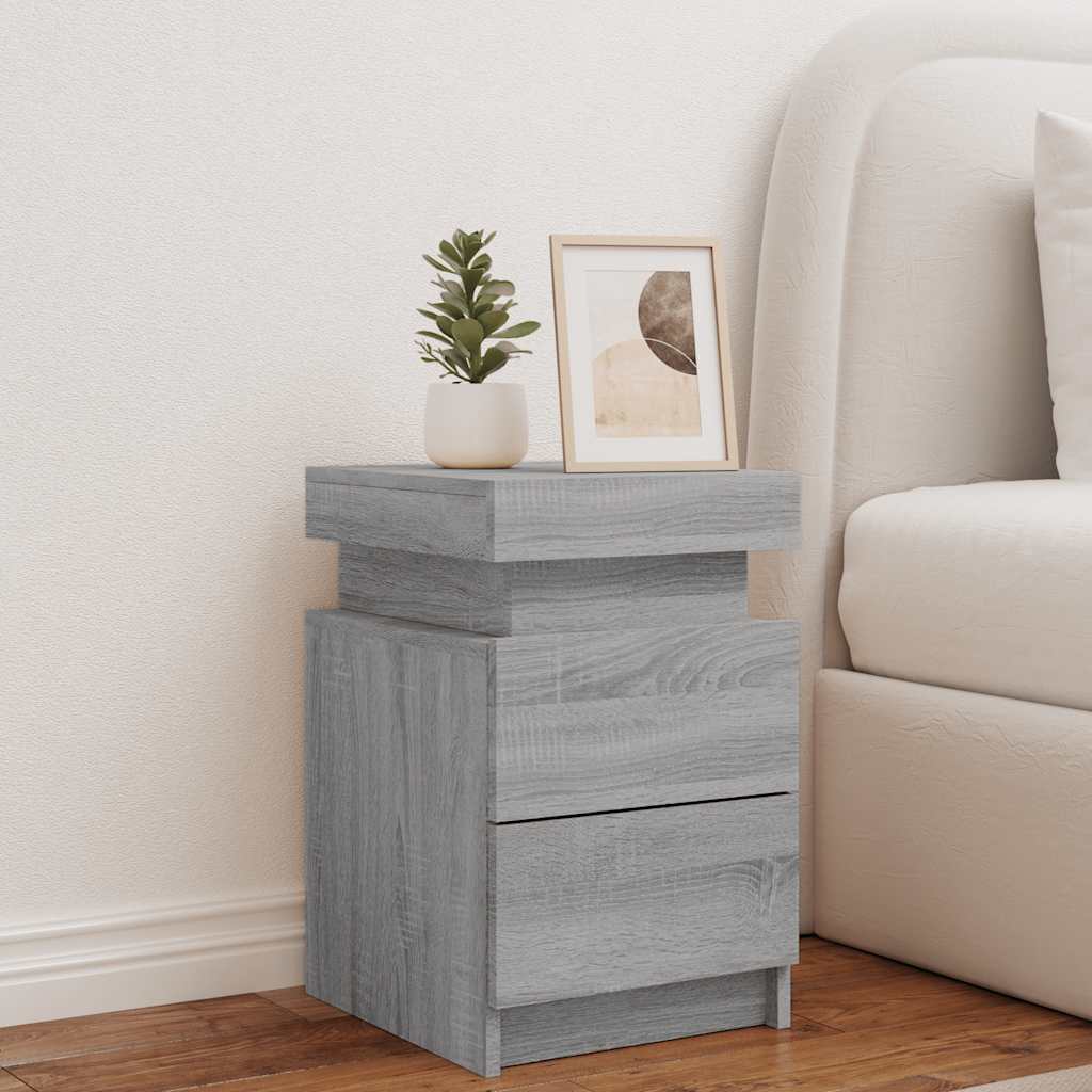 Table de chevet avec lumières LED sonoma gris 35x39x55 cm - XIOS