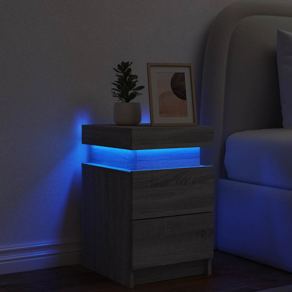 Table de chevet avec lumières LED sonoma gris 35x39x55 cm - XIOS