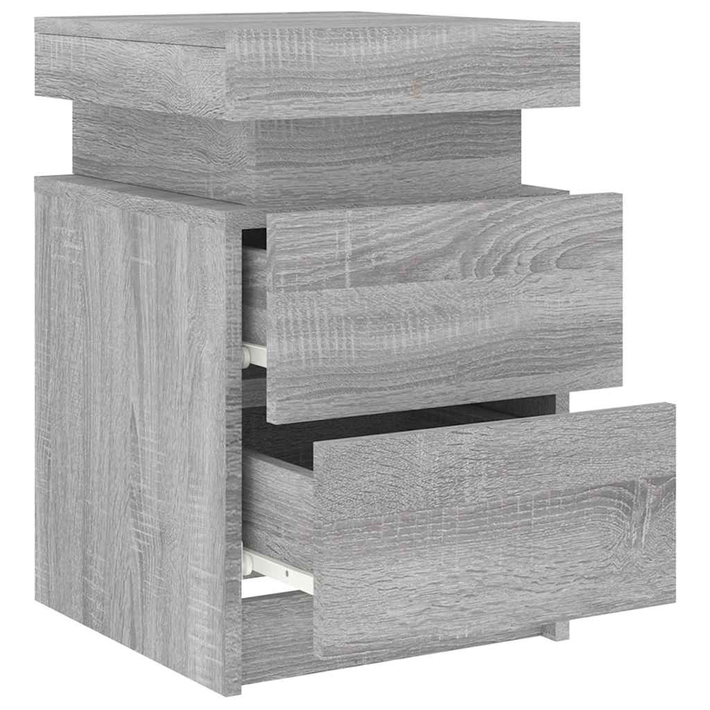 Table de chevet avec lumières LED sonoma gris 35x39x55 cm - XIOS
