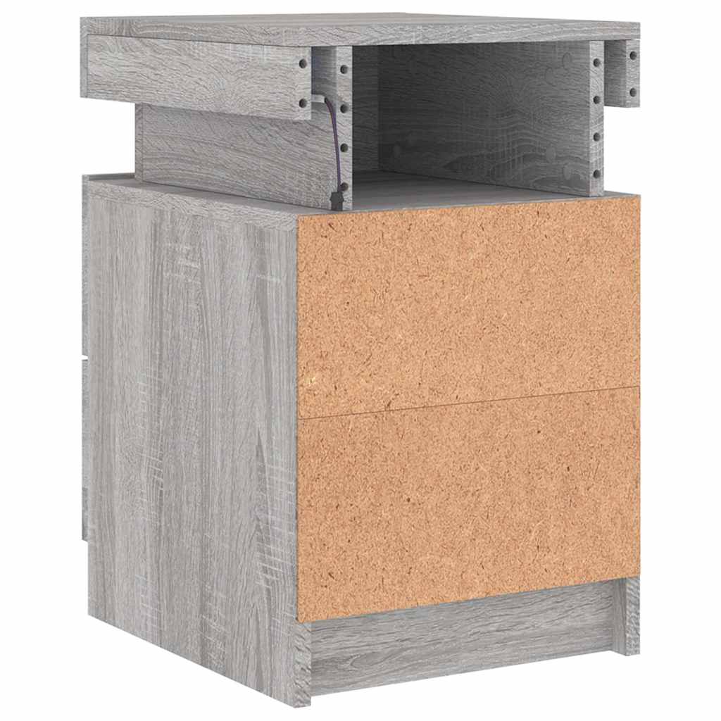 Table de chevet avec lumières LED sonoma gris 35x39x55 cm - XIOS