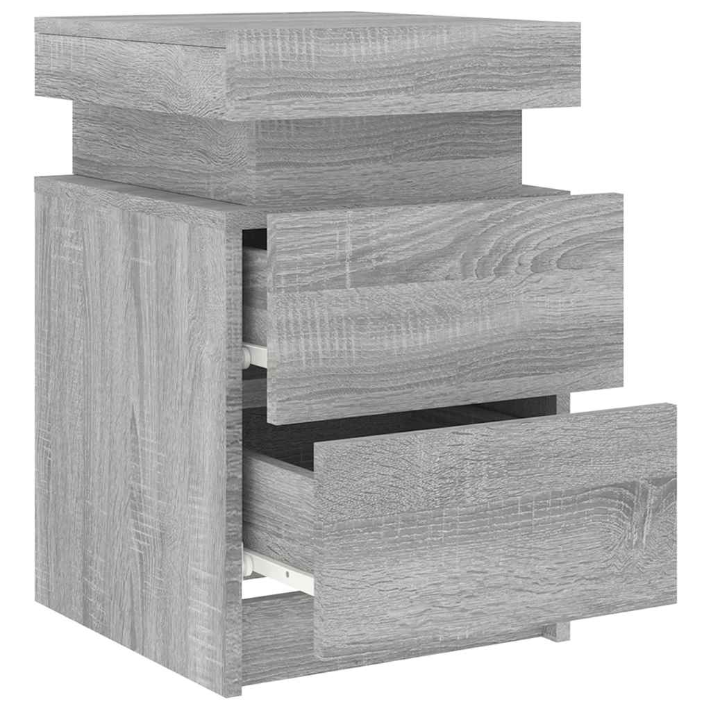 Tables de chevet avec lumières LED 2 pcs sonoma gris 35x39x55cm - XIOS