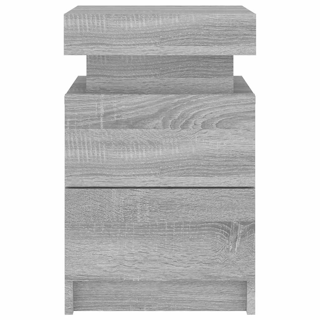 Tables de chevet avec lumières LED 2 pcs sonoma gris 35x39x55cm - XIOS