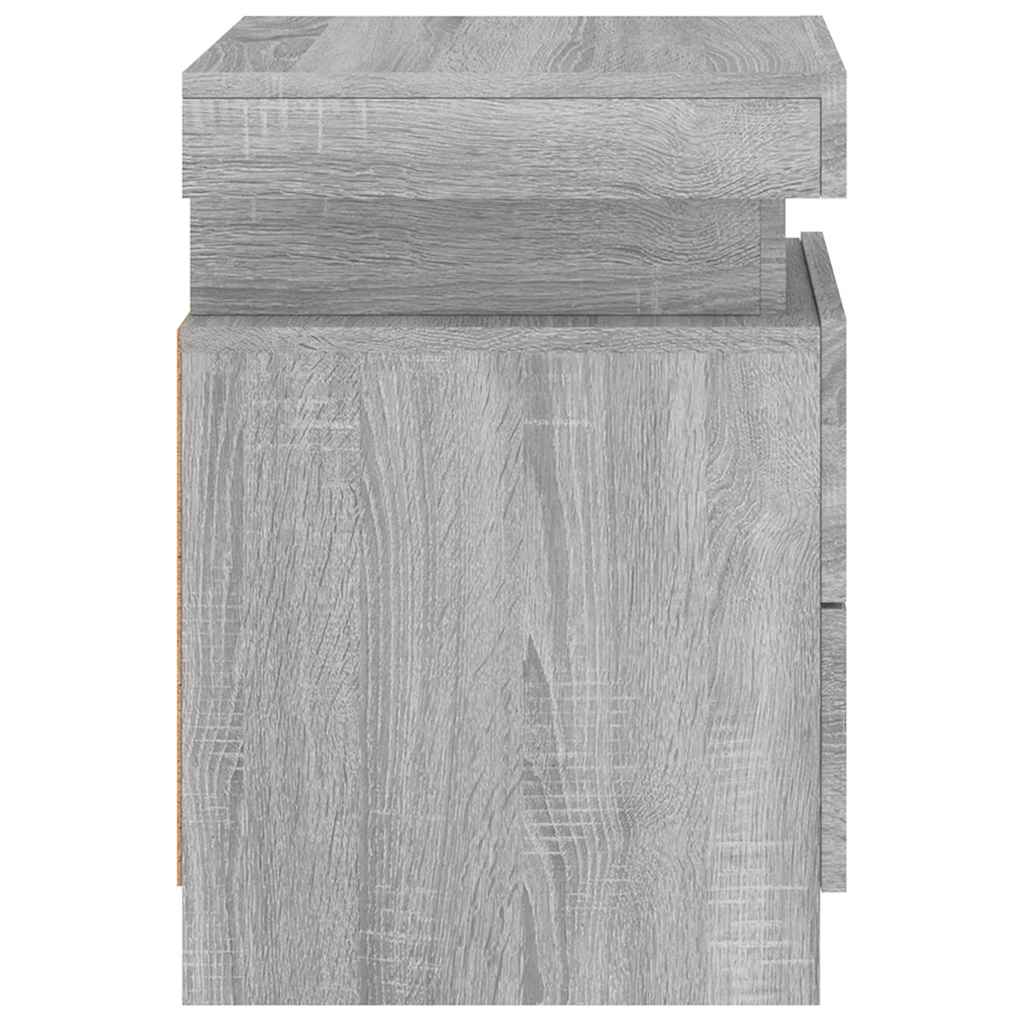 Tables de chevet avec lumières LED 2 pcs sonoma gris 35x39x55cm - XIOS