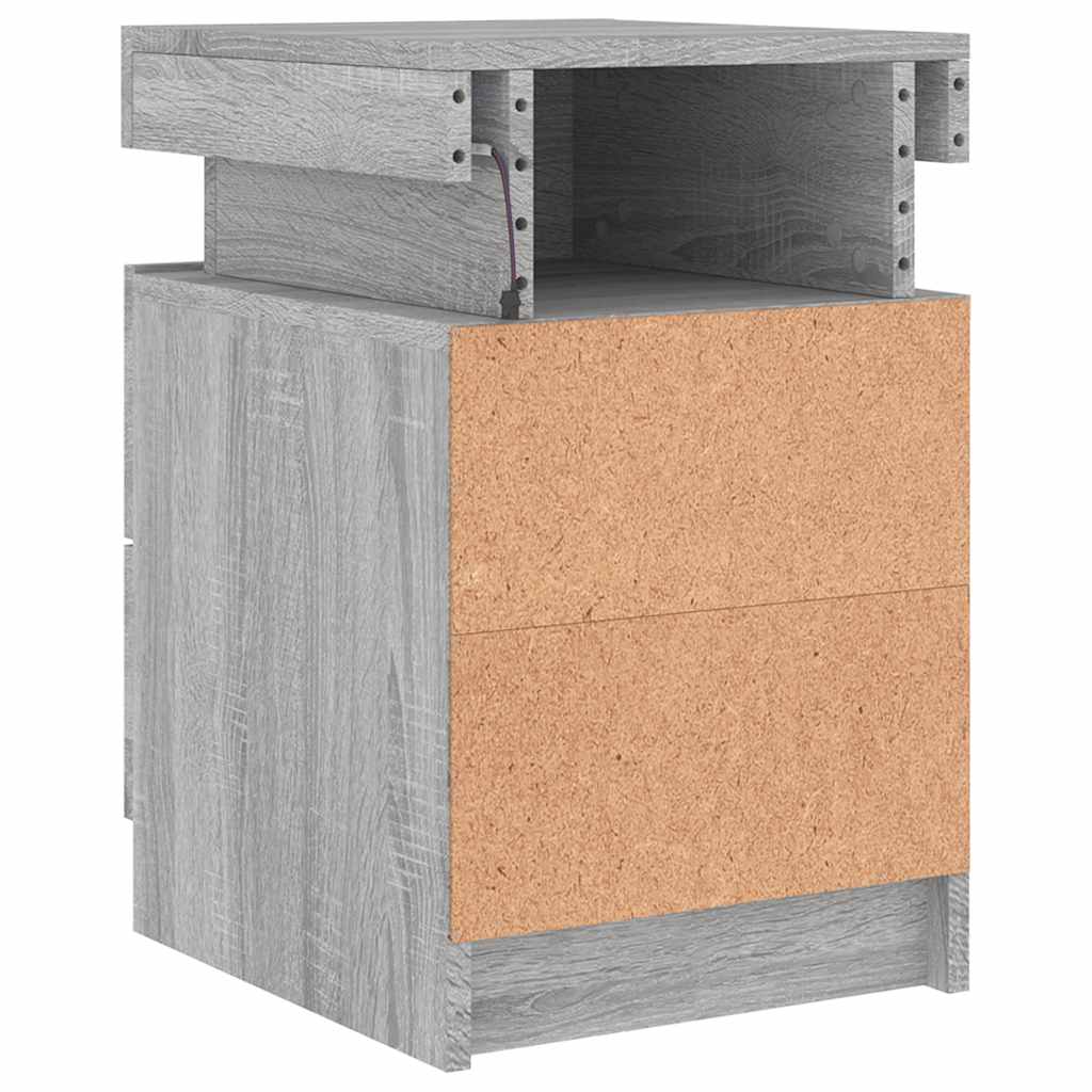 Tables de chevet avec lumières LED 2 pcs sonoma gris 35x39x55cm - XIOS