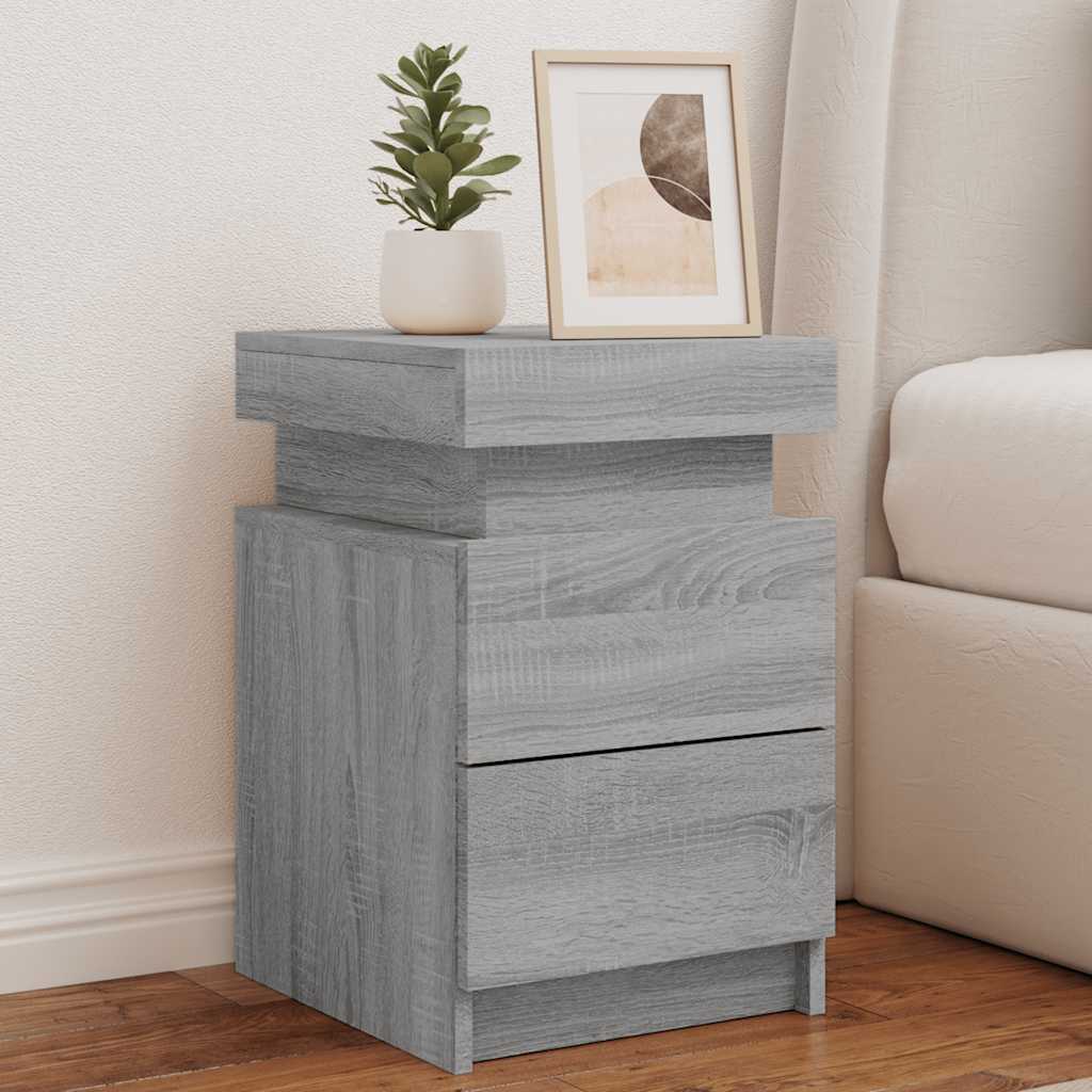 Tables de chevet avec lumières LED 2 pcs sonoma gris 35x39x55cm - XIOS
