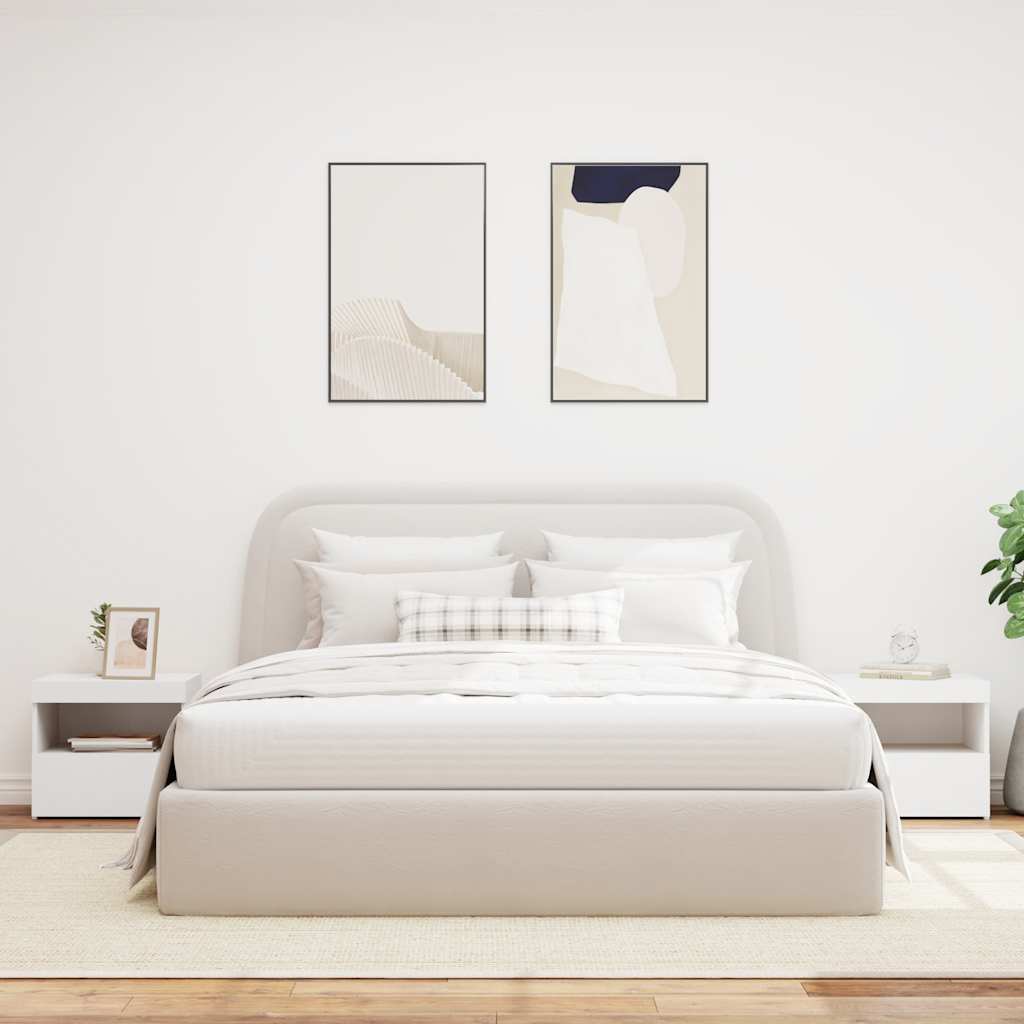 Tables de chevet avec lumières LED 2 pcs blanc 50x40x45 cm - XIOS