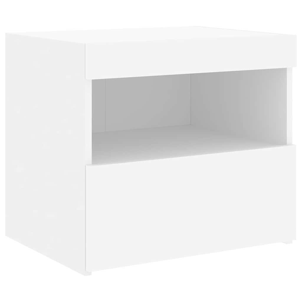 Tables de chevet avec lumières LED 2 pcs blanc 50x40x45 cm - XIOS
