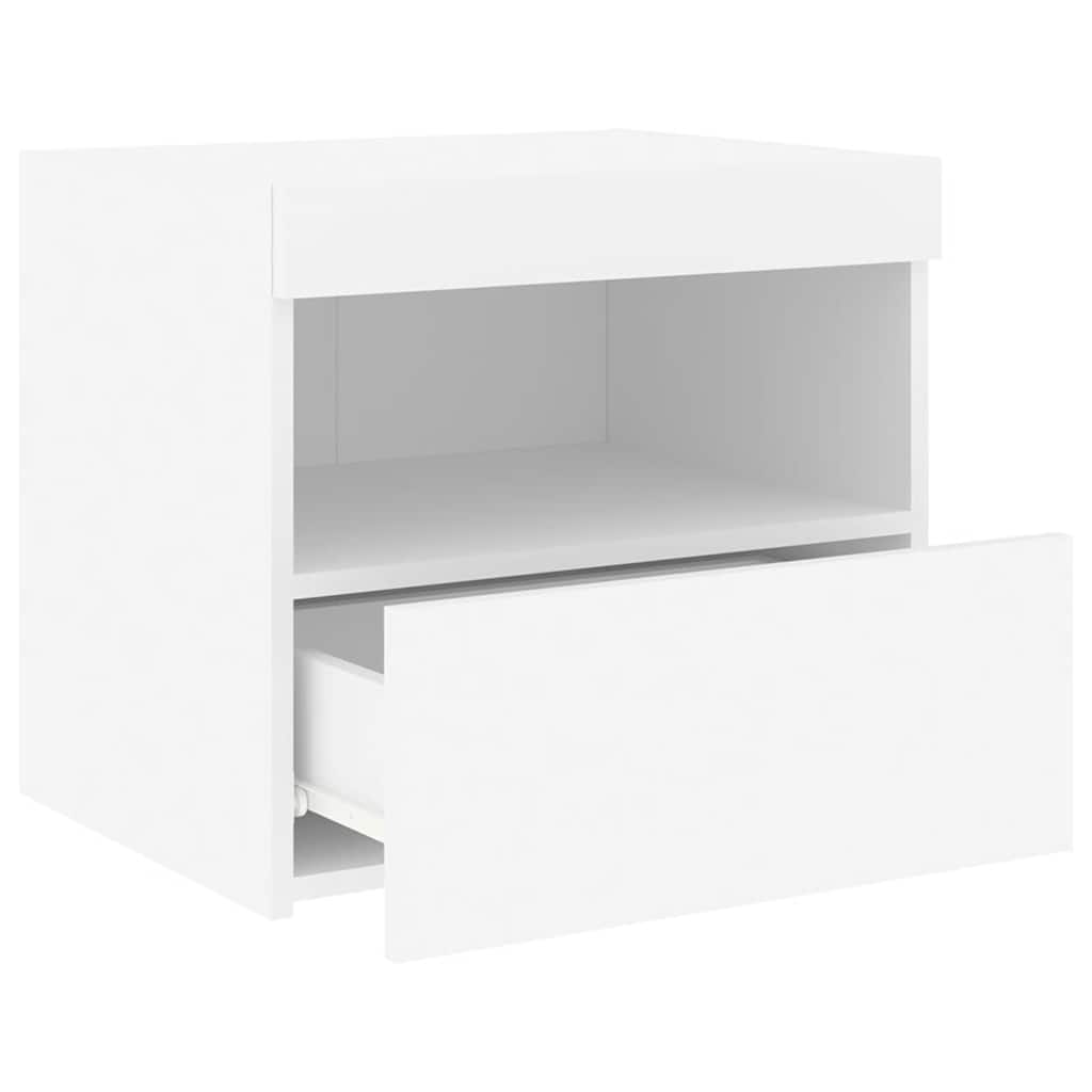 Tables de chevet avec lumières LED 2 pcs blanc 50x40x45 cm - XIOS