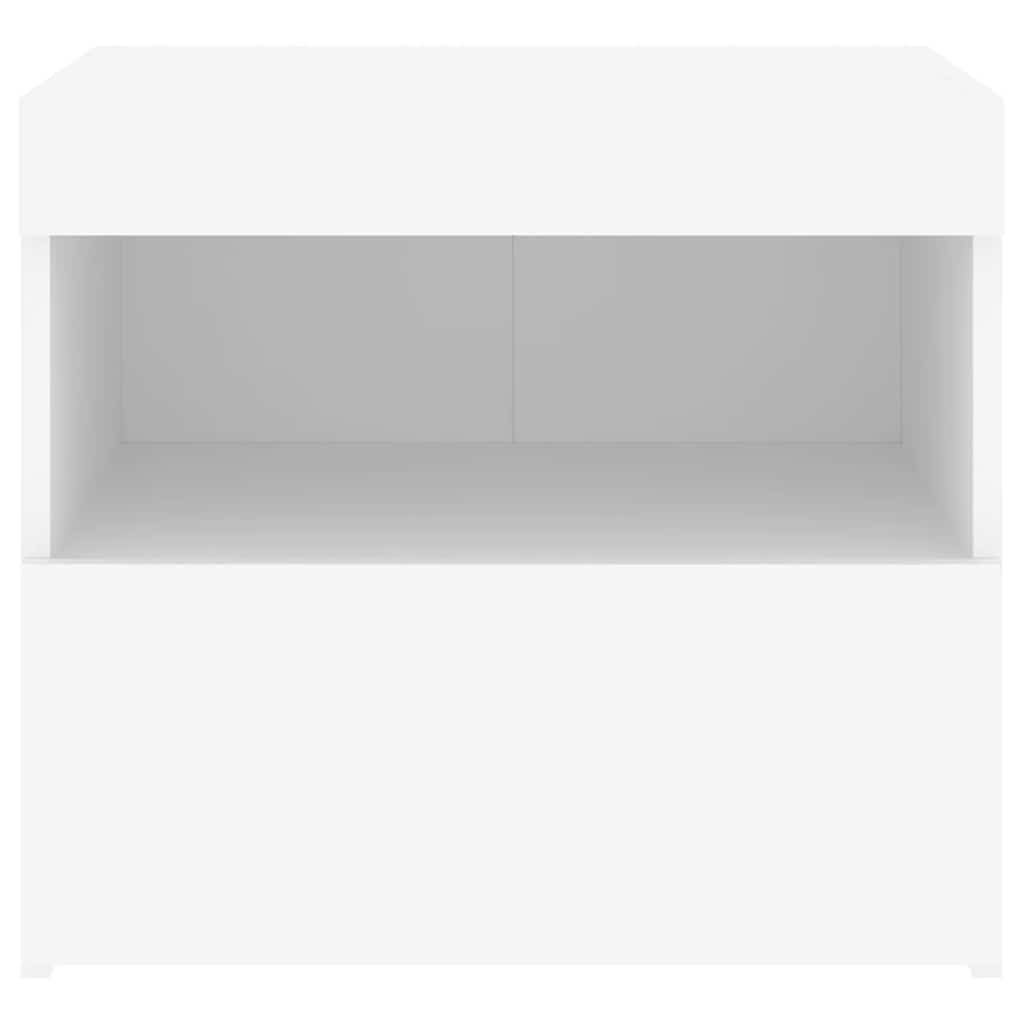 Tables de chevet avec lumières LED 2 pcs blanc 50x40x45 cm - XIOS