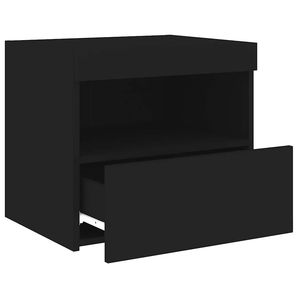 Table de chevet avec lumières LED noir 50x40x45 cm - XIOS