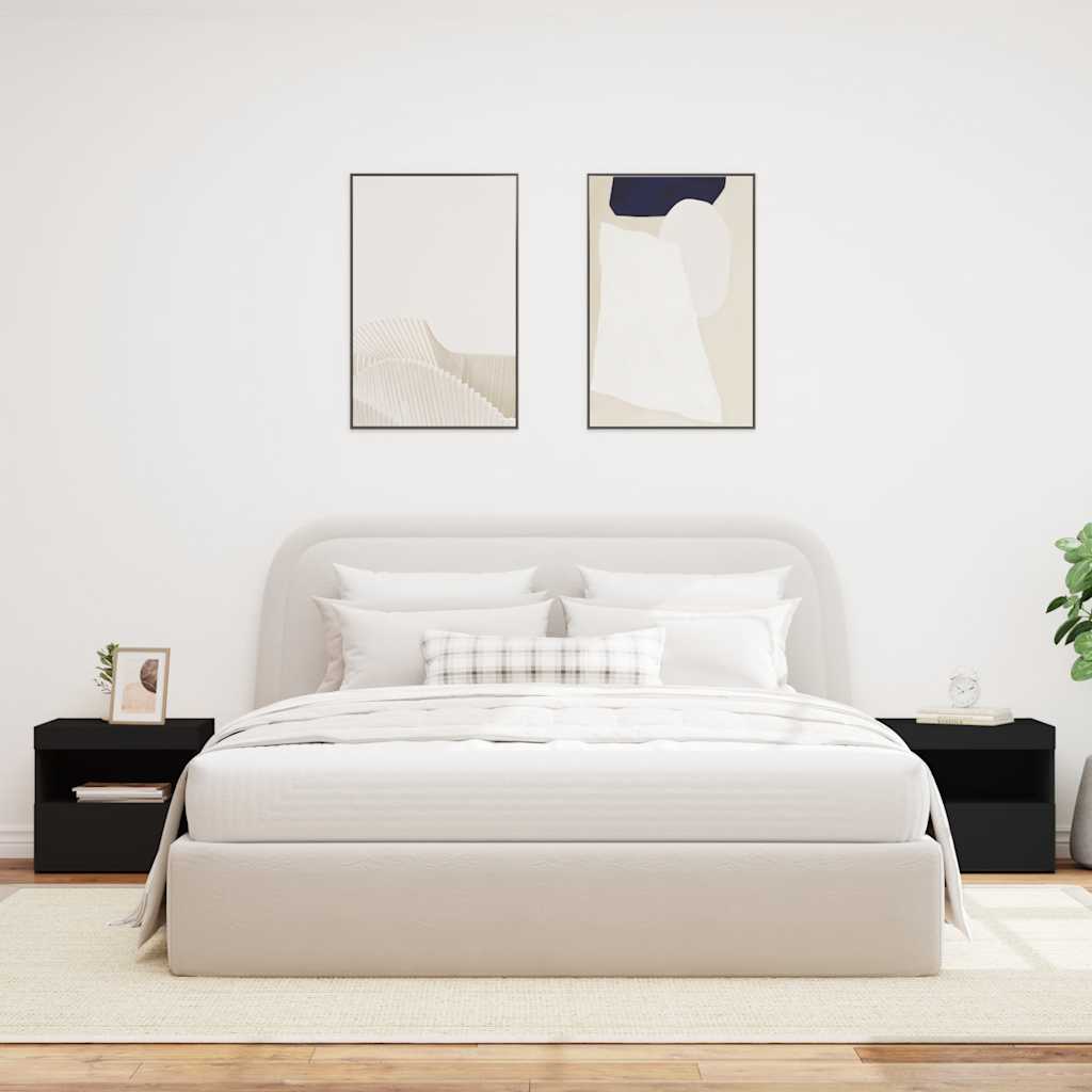 Tables de chevet avec lumières LED 2 pcs noir 50x40x45 cm - XIOS