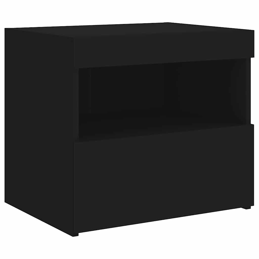 Tables de chevet avec lumières LED 2 pcs noir 50x40x45 cm - XIOS