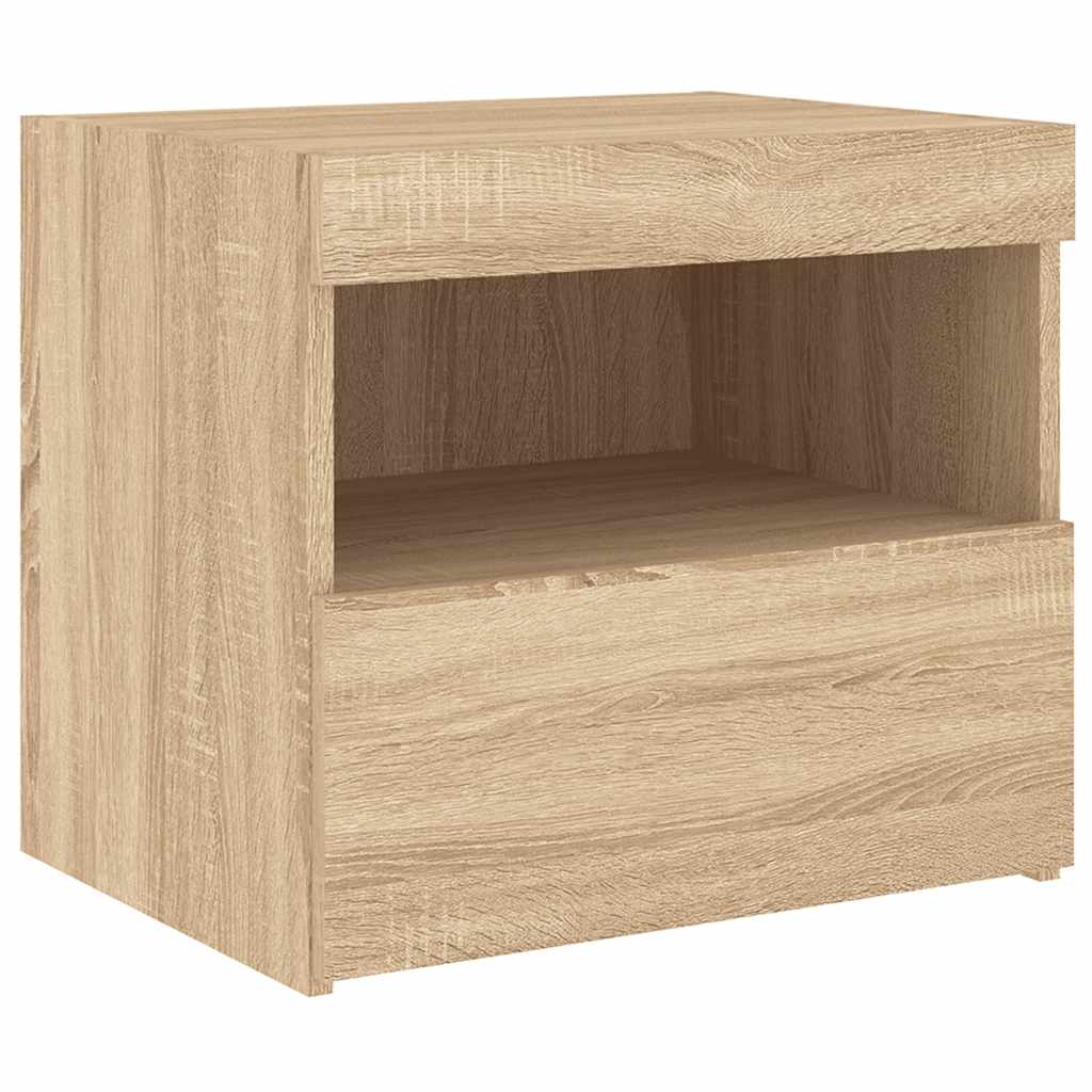 Table de chevet avec lumières LED chêne sonoma 50x40x45 cm - XIOS