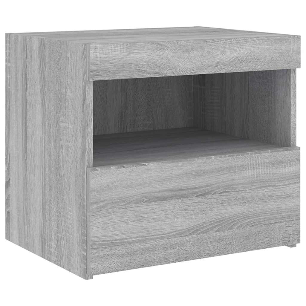 Table de chevet avec lumières LED sonoma gris 50x40x45 cm - XIOS